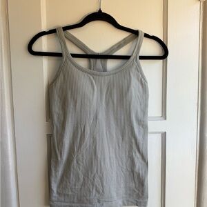 Lululemon Light Gray/Green Ribbed Tank Top